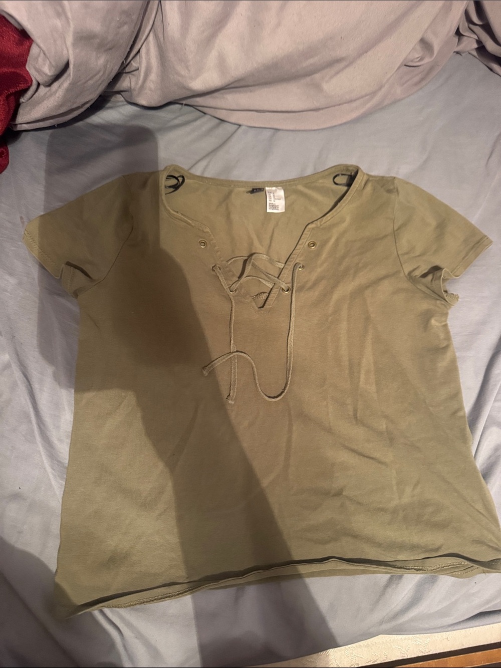 H&M Olive Lace-Up Crop Top